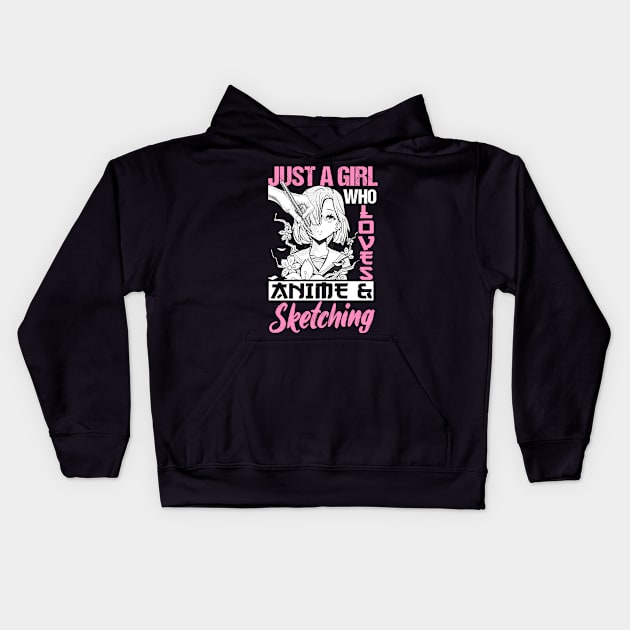 Otaku Just A Girl Who Loves Anime and Sketching Kids Hoodie by TheTeeBee